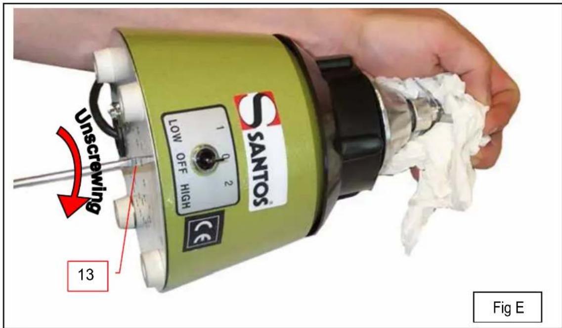 Santos N° 33 - Dismantling the drive part (motor): (Fig. E) - 1