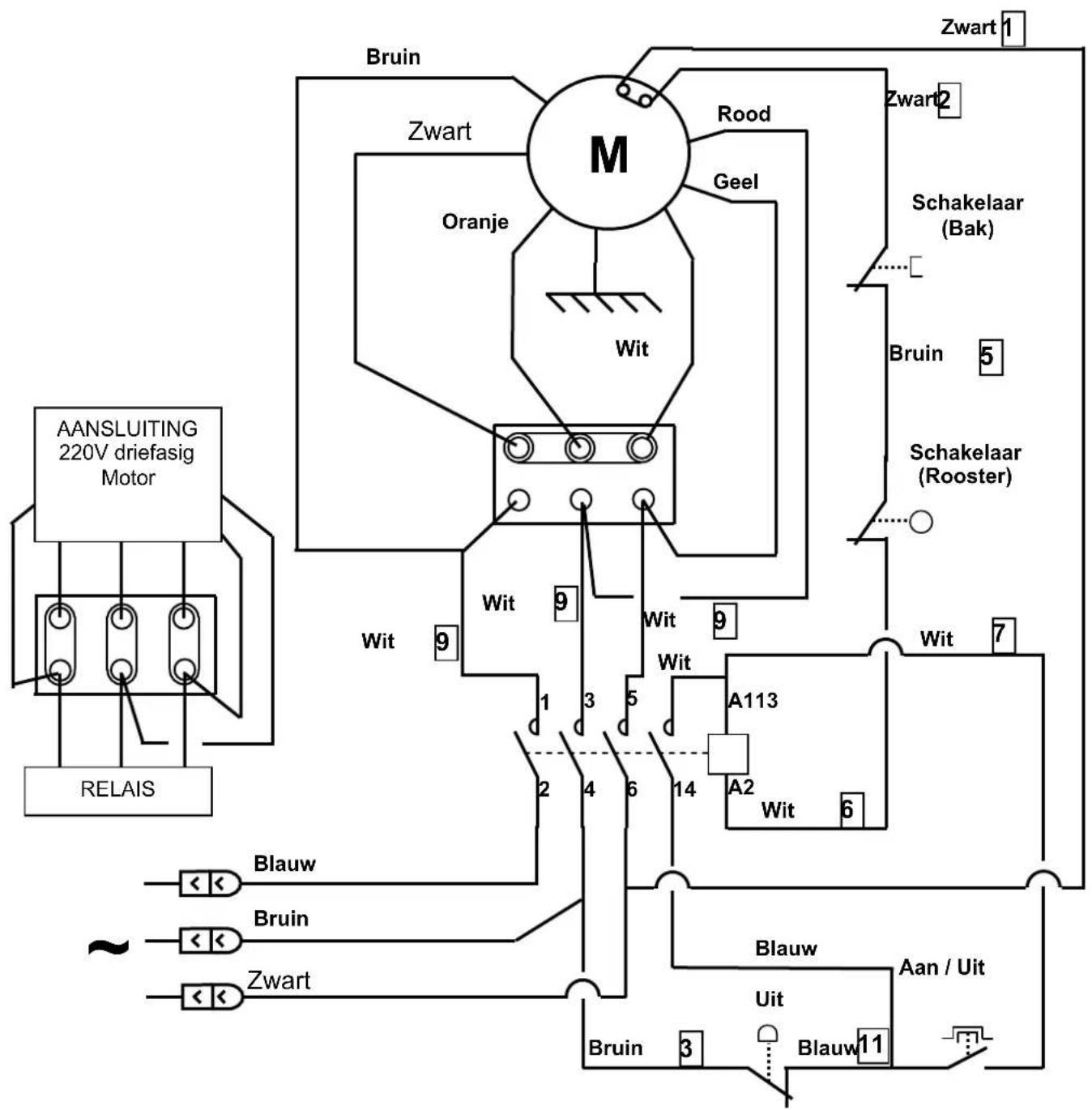 Santos N° 27 - Elektrisch schema briefasig 380V / 220V 50Hz - 1