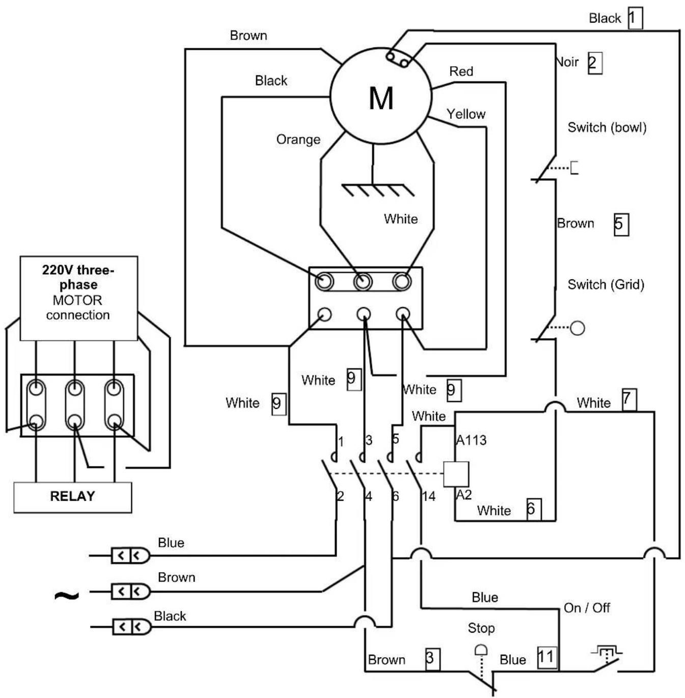 Santos N° 27 - 380V / 220V 50Hz three-phase wiring diagram - 1