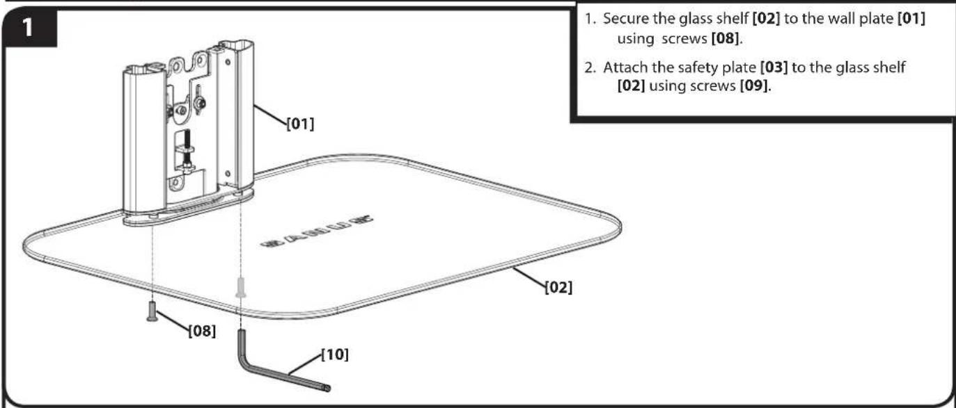 SANUS VMA401 - 3-2 Secure glass shelf - 1