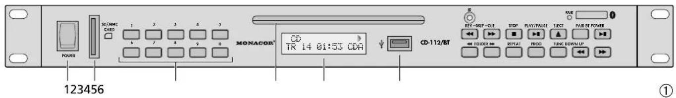Monacor CD-112/BT - CD/MP3-Spieler mit Bluetooth-Empfänger - 1