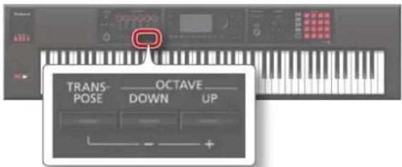 ROLAND FA-07 - Transposer le clavier par demi-tons (Transpose) - 1