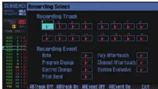 ROLAND FA-07 - Selectionner les données à enregistrer (Recording Select) - 1