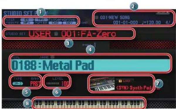 ROLAND FA-07 - Description de l'écran - 1
