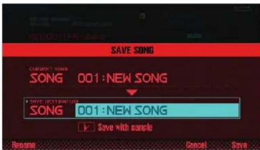 ROLAND FA-07 - Amenez le curseur sur «Song» et appuyez sur [7] (Select). - 1