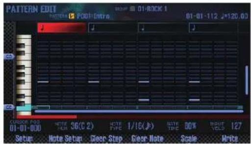 ROLAND FA-07 - Page 'PATTERN EDIT' - 1