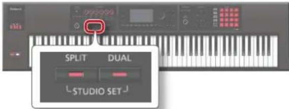 ROLAND FA-07 - Appuyez simultanément sur les boutons [SPLIT] et [DUAL]. - 1