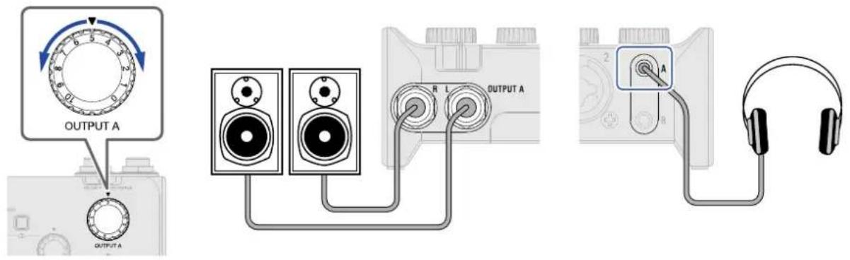 ZOOM AMS-22 - Réglage du volume de la sortie OUTPUT A - 1