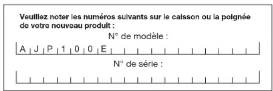 Sun Joe AJP100E - Numéros de modèle et de série - 1