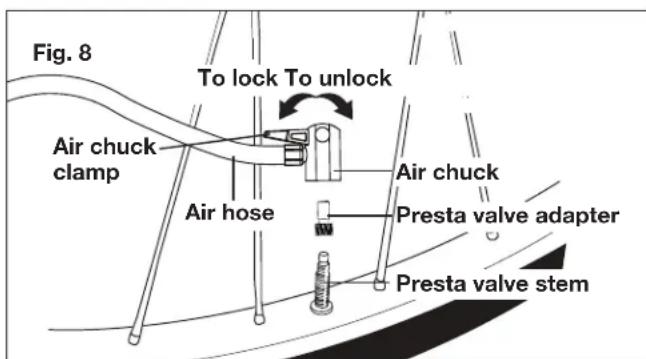 Sun Joe 24V-AJC-AJV-LTE - To use the Presta valve adapter: - 2