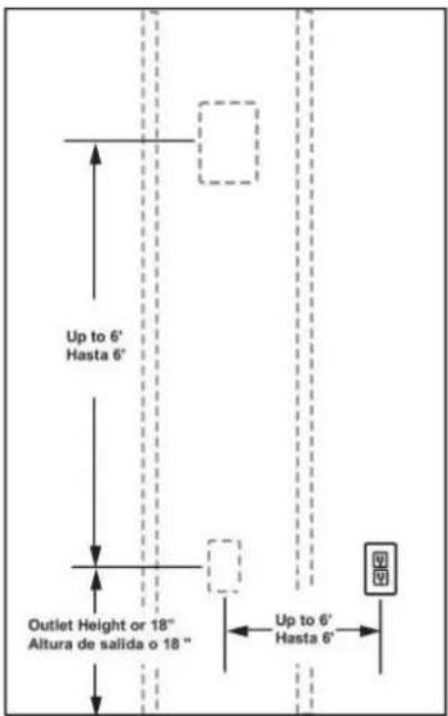 Up to 6' Hasta 6" Outlet Height or 18" Altura de salida o 18 " Up to 6' Hasta 6"