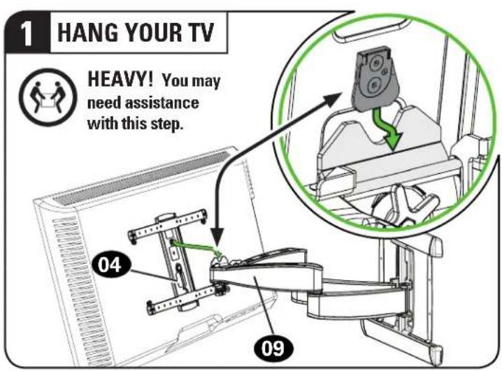 SANUS VXF730-B2 - Hang TV onto Arm Assembly - 1