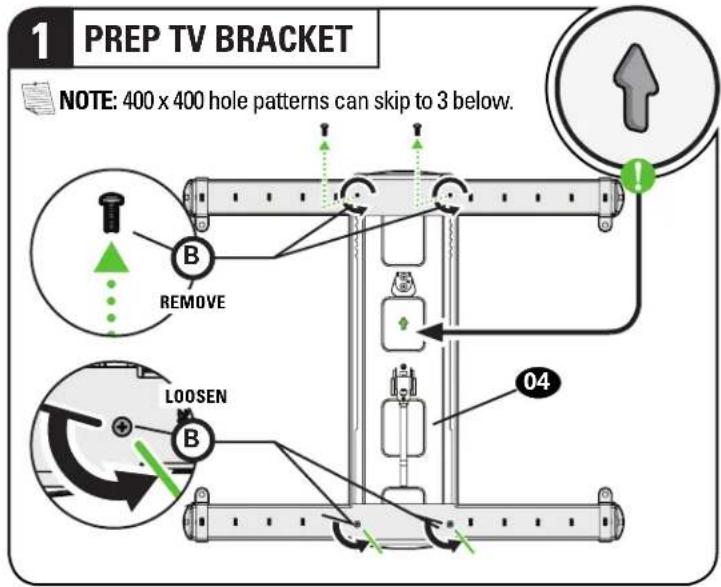 SANUS VXF730-B2 - Attach TV Bracket Assembly to TV - 1