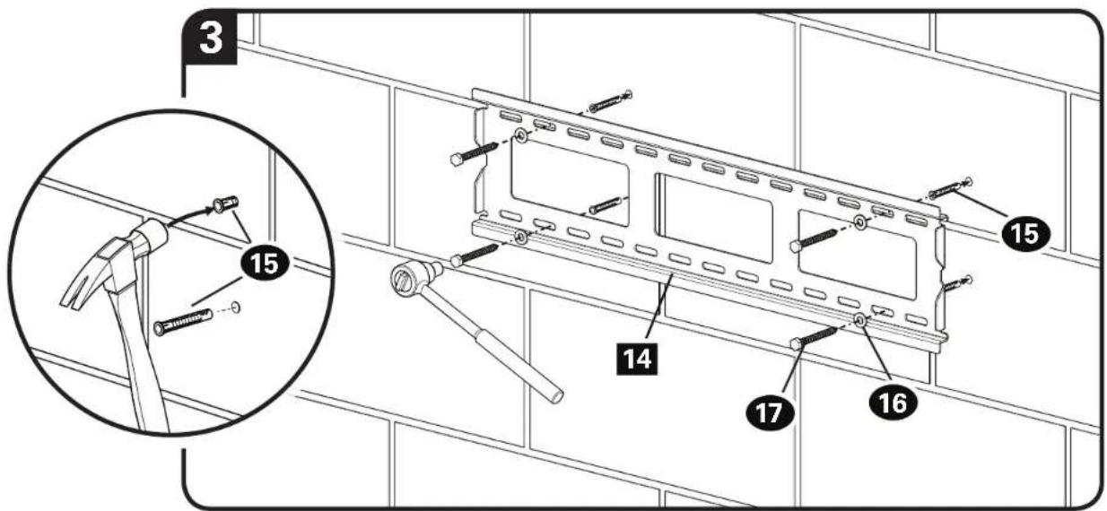 SANUS Classic MLL11 - STEP 2B Attach Wall Plate to Wall - Solid Concrete or Concrete Block - 3