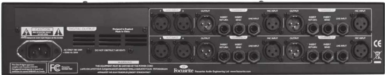 FOCUSRITE ISA 428 MkII - Übersicht über die Hardware-Rückseite - 1