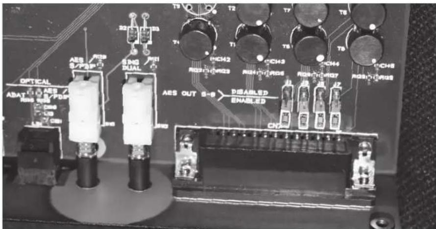FOCUSRITE ISA 428 MkII - Digital Card Jumper Positions - Disabling AES Outputs 5-8 - 2