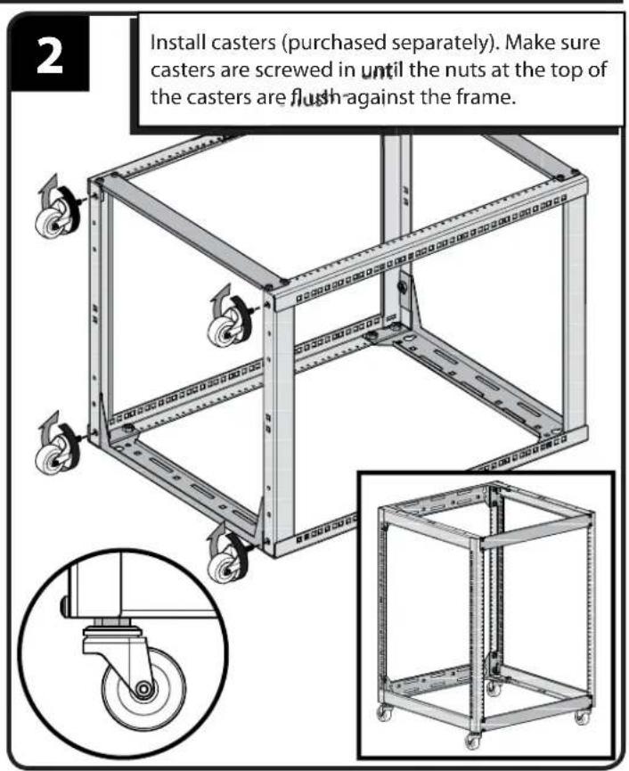 SANUS CFR1620 - Install Casters (optional CA6CK caster kit purchased separately) - 2