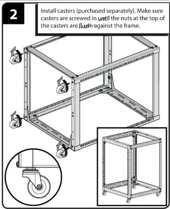 SANUS CFR1615 - Install Casters (optional CA6CK caster kit purchased separately) - 2