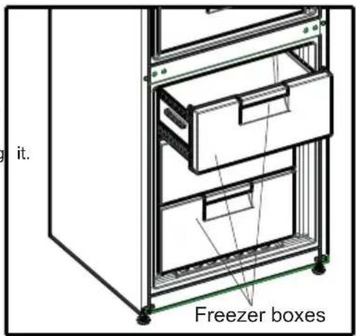 SHARP SJ-BA09DTXWF-EU - Removing the freezer box: - 2