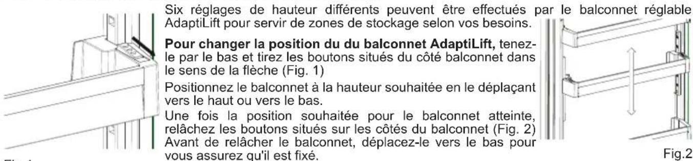 SHARP SJ-BA05DHXLF-EU - Balconnet réglable AdaptiLift (Dans certains modèles) - 1
