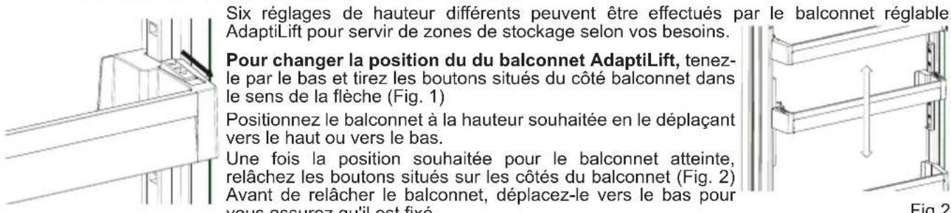 SHARP SJ-BA05DHXWF-EU - Balconnet réglabe AdaptiLift (Dans certains modèles) - 1