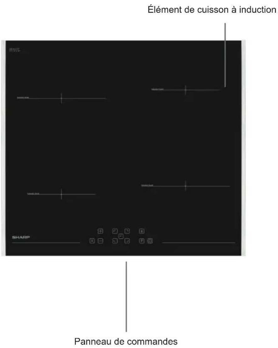 SHARP KH-6I19FT00-EU - Surface de cuissons comprenant 4 foyers : - 1