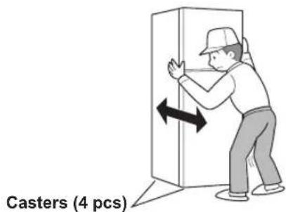 SHARP SJ-XG690M-WH - Casters are located on the bottom of the refrigerator - 1
