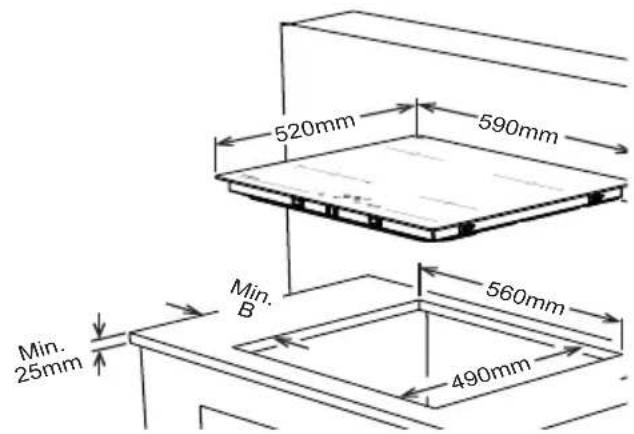 SHARP KH-6V08BS00-EU - Integroitavan keittotason sijoittaminen - 1