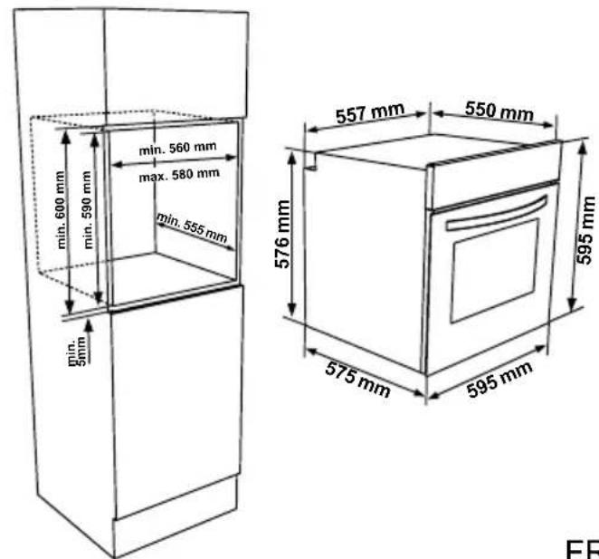 min. 600 mm min. 590 mm min. 560 mm max. 580 mm min. 555 mm min. 5mm 557 mm 550 mm 576 mm 595 mm 575 mm 595 mm FF