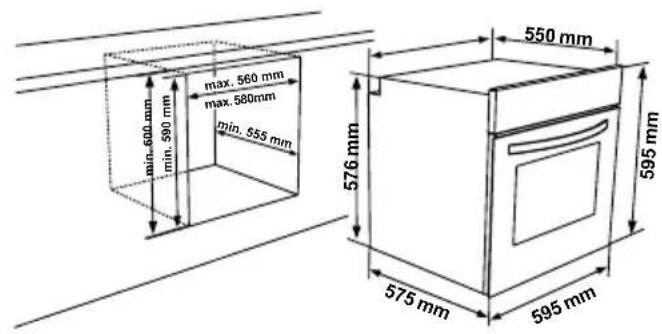 min. 600 mm min. 590 mm max. 560 mm max. 580 mm min. 555 mm 576 mm 550 mm 575 mm 595 mm