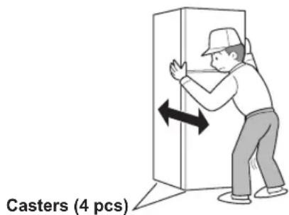 SHARP SJ-XG690M-BK - Casters are located on the bottom of the refrigerator - 1