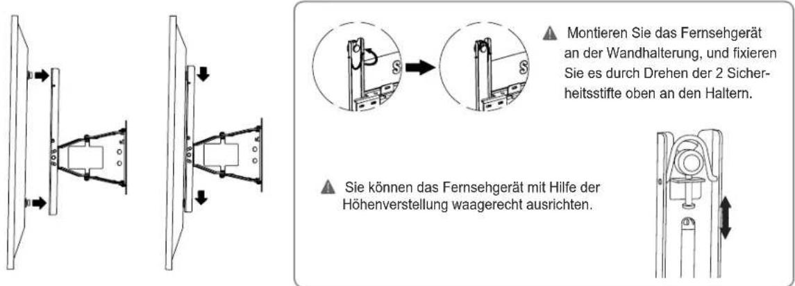 SAMSUNG WMN4277TT - Lösen Sie die Schrauben am Gehäuse des Fernsehgeräts, bringen Sie die 4 mitgelieferten Kunststoffaufhängungen an, und setzen Sie wie in der Abbildung gezeigt die Schrauben ⓞ ein. Ziehen Sie diese sicher am Gehäuse des Fernsehgeräts fest. - 2