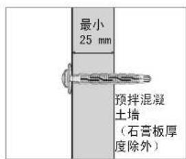 SAMSUNG WMN8000SXT - 不同墙壁类型的标准安装要求 - 5