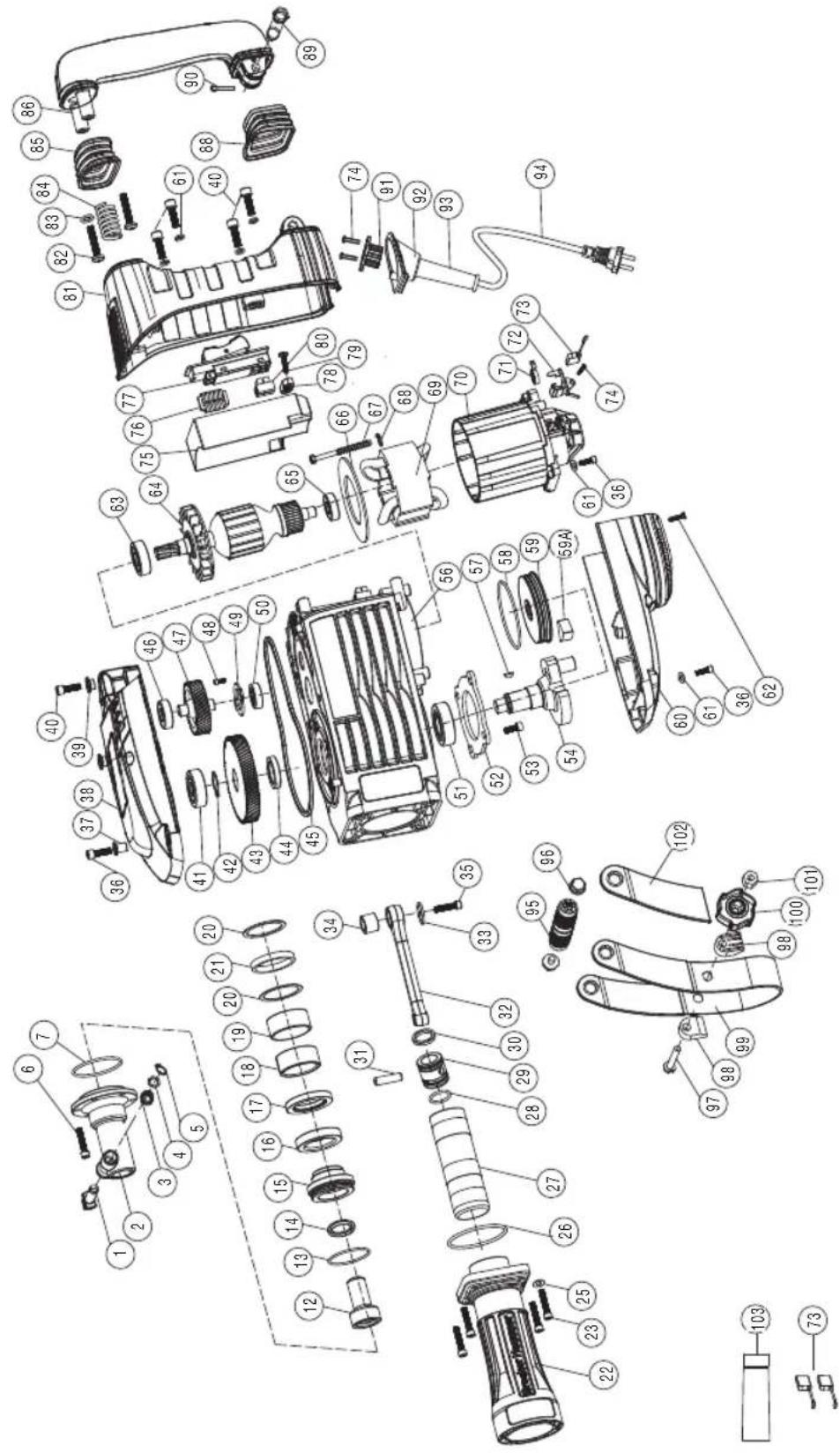 Ferm HDM1042P - Spare parts list - 1