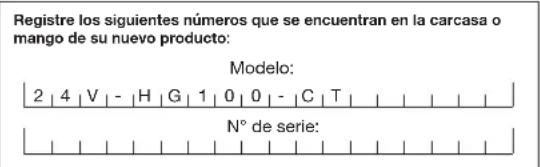 Sun Joe 24V-HG100-CT - Modelo y número de série - 1