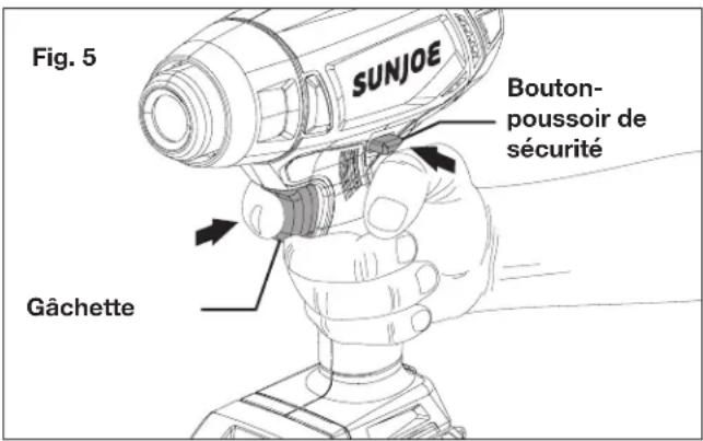 Sun Joe 24V-HG100-CT - Démarrage et arrêt - 2