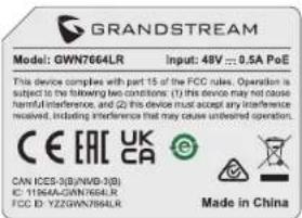 GRANDSTREAM GWN7664LR - 纵杆安装 - 3
