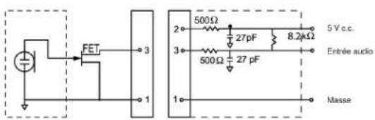 FET 1 2 3 500Ω 27pF 500Ω 27 pF 8.2kΩ 5 V c.c. Entrée audio Masse