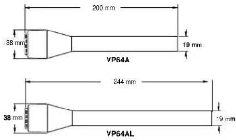 200 mm 38 mm 19 mm VP64A 244 mm 38 mm 19 mm VP64AL