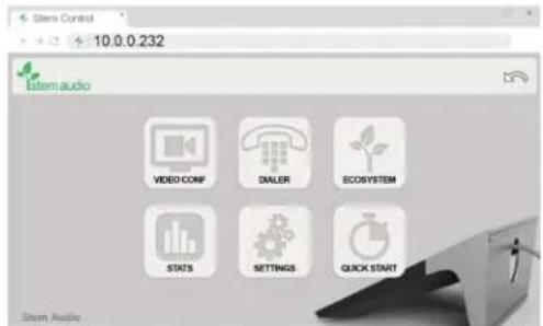 Stern Control 10.0.0.232 Stern audio VIDEO CONF DIALER ECOSYSTEM STATS SETTINGS QUICK START