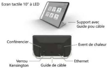 Ecran tactile 10° à LED Support avec Guide pou câble Conférencier Event de chaleur Verrou Kensington Guide de câble Ethernet