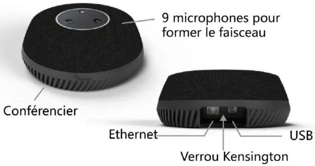 9 microphones pour former le faisceau Conférencier Ethernet Verrou Kensington USB
