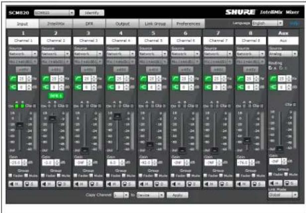 SHURE SCM820 - Interface graphique (GUI) - 1