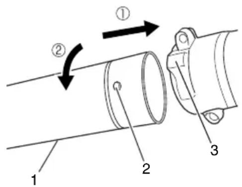 HiKOKI TRB24EAP - Installation de la tuyauterie de souffl erie sur le corps principal de la souffl euse. (Fig. 1) - 1
