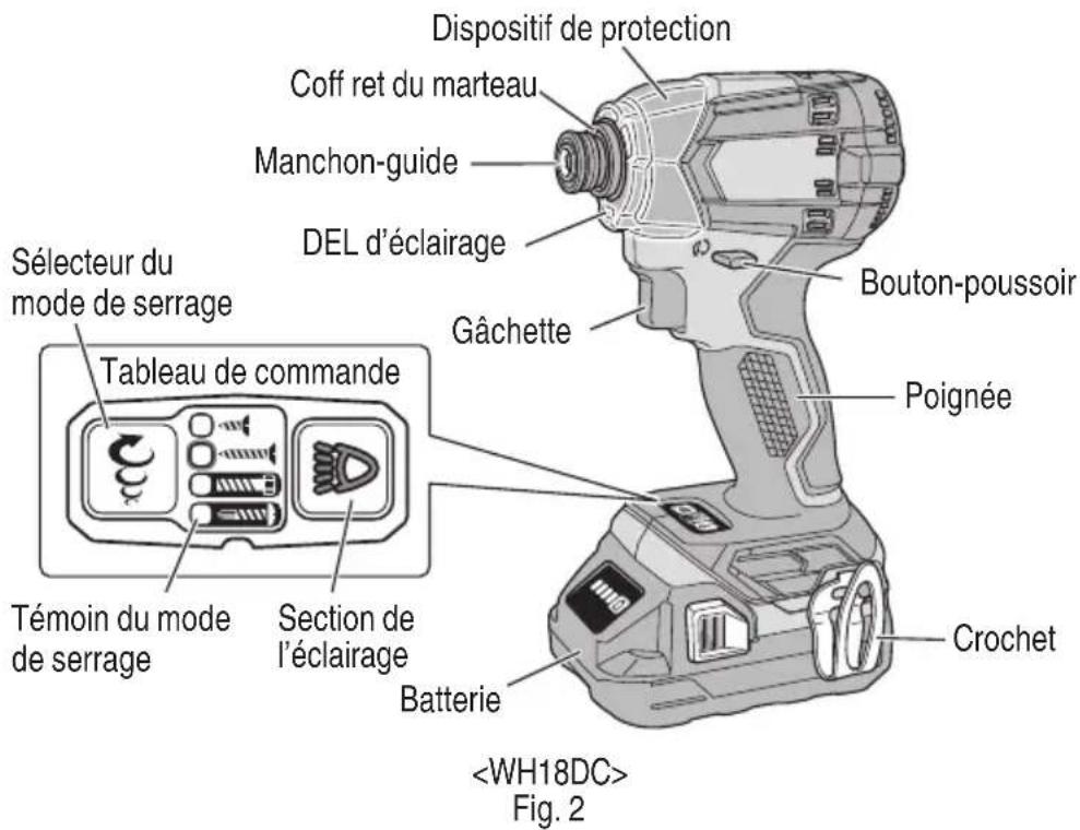 HiKOKI WH18DC - NOM DES PARTIES - 1