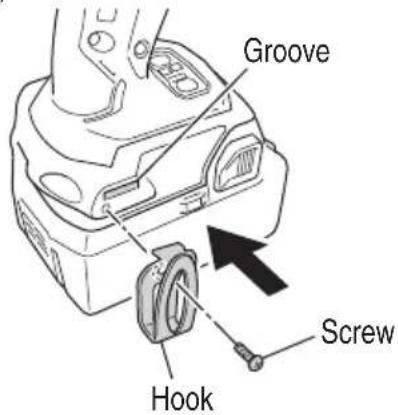 HiKOKI WH18DBDL2 - Replacing the hook and tightening the screws. - 1