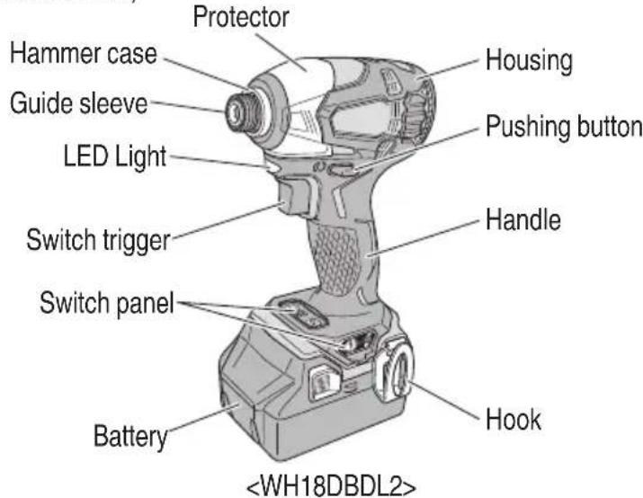 HiKOKI WH18DBDL2 - NAME OF PARTS - 1