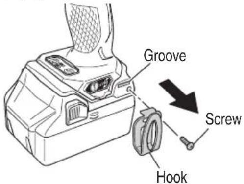 HiKOKI WH18DBDL2 - Removing the hook. - 1