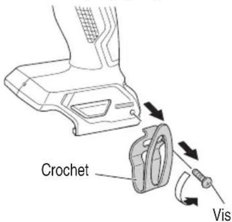 HiKOKI WH18DFX - Dépose du crochet. - 1