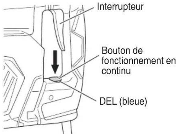 HiKOKI DH52ME - Utilisation du bouton de fonctionnement en continu - 1